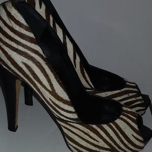 Steven Zebra Peep Toe Heels